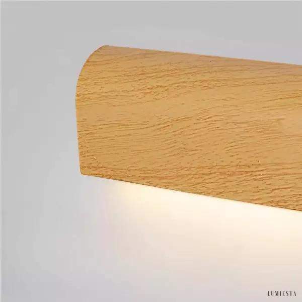 Nowoczesna minimalistyczna lampa ścienna prostokątna z drewna