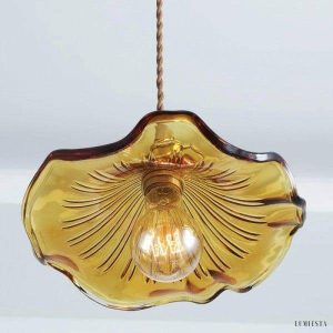 Szklana lampa wisząca retro z kwiatem hibiskusa 23 cm