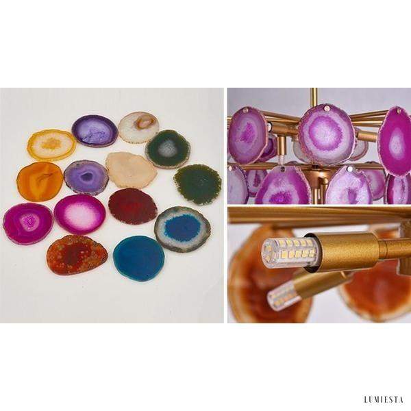 Luksusowa lampa wisząca z agatowych plastrów w stylu nowoczesnym