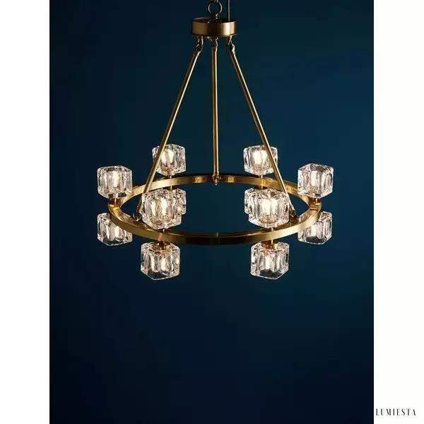 Lampa wisząca kryształowa w stylu minimalistycznym złota