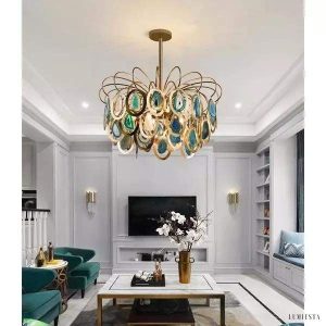 Luksusowa lampa wisząca z agatowymi akcentami