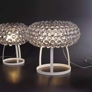 Lampa stołowa Caboche w stylu glamour z przezroczystym kloszem