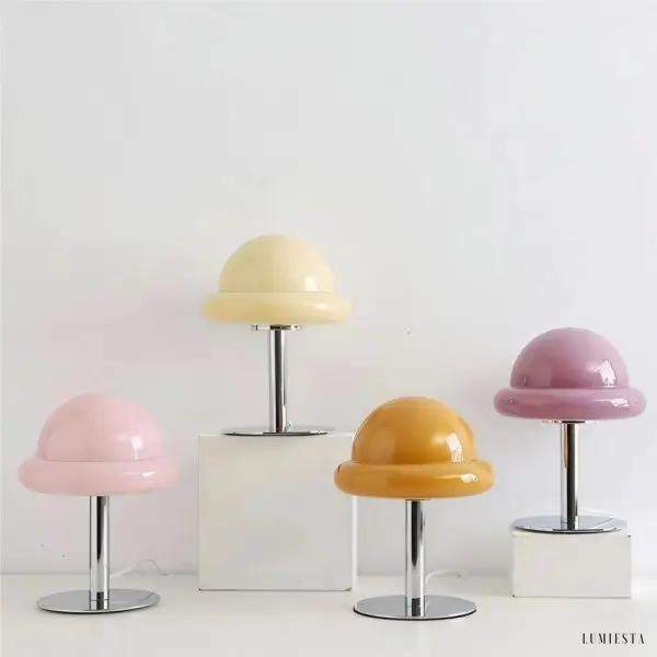 Lampa stołowa Morandi w stylu Bauhaus z kloszem grzybowym