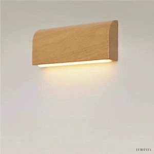 Nowoczesna minimalistyczna lampa ścienna prostokątna z drewna