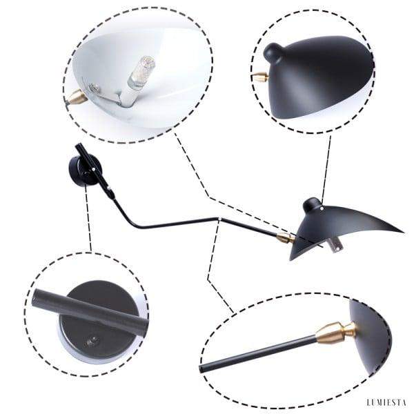 Obeji - Lampa ścienna stylowa z regulowanym kloszem