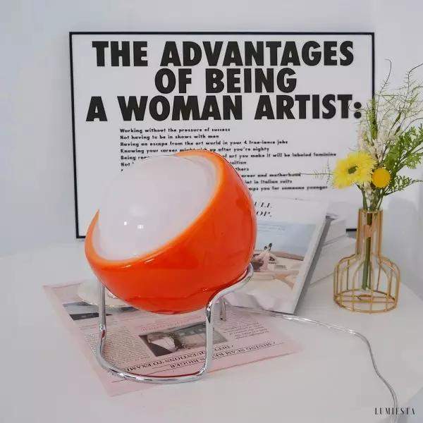 Lampa stołowa w stylu Bauhaus, pomarańczowa, 1-punktowa, 21x25cm