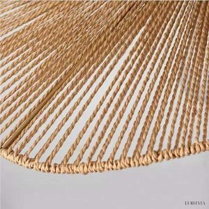 Rattanowa lampa wisząca Wabi Sabi ze słomkowym kapeluszem