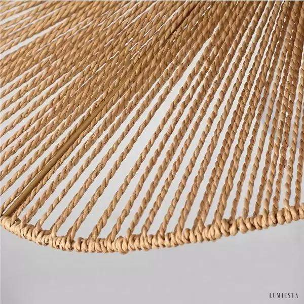 Rattanowa lampa wisząca Wabi Sabi ze słomkowym kapeluszem