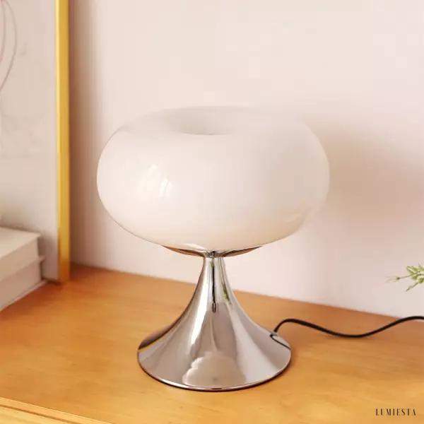 Lampa nocna Apple Glass w stylu Bauhaus z okrągłym kloszem
