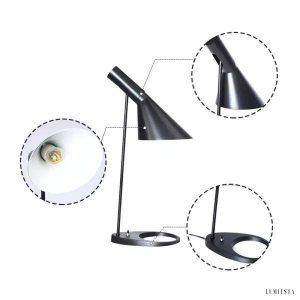 Asymetryczna metalowa lampa stołowa w nowoczesnym stylu