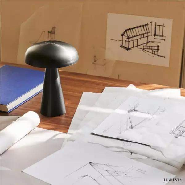 Stylowa przenośna lampa stołowa Como SC53 z kloszem w kształcie grzyba