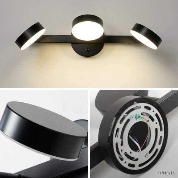 Nowoczesna lampa ścienna z regulowanymi okrągłymi kloszami