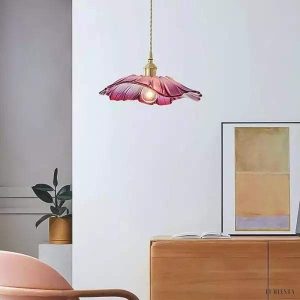 Szklana lampa wisząca retro Lotus z przezroczystym kloszem