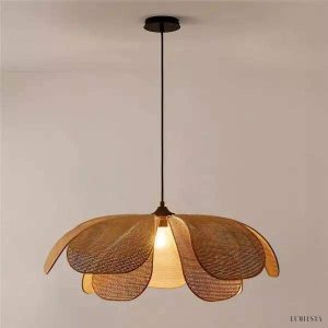 Petal - Rattanowy żyrandol rustykalny w kształcie płatków