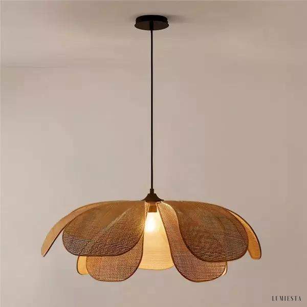 Petal - Rattanowy żyrandol rustykalny w kształcie płatków