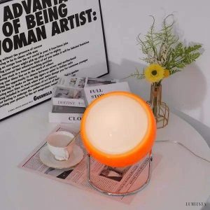 Lampa stołowa w stylu Bauhaus, pomarańczowa, 1-punktowa, 21x25cm