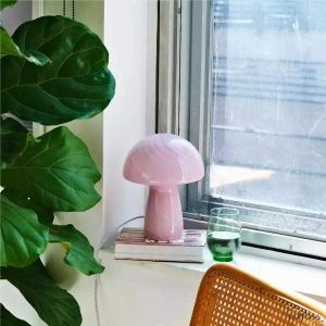 Nowoczesna lampa stołowa w kształcie grzyba z kolorowym kloszem