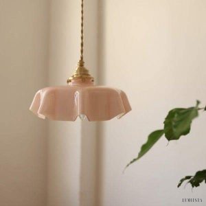 Lampa Wisząca Kwiatowa Styl Retro Szklana