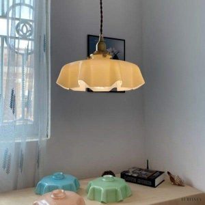 Lampa Wisząca Kwiatowa Styl Retro Szklana