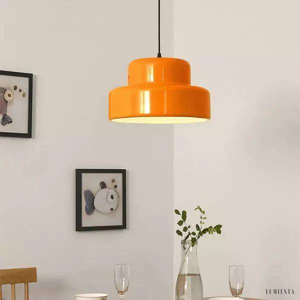 Lampa wisząca Poker w stylu Bauhaus w pomarańczowym kolorze
