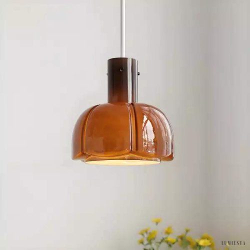 Szklana lampa wisząca Flower Bud w stylu średniowiecznym