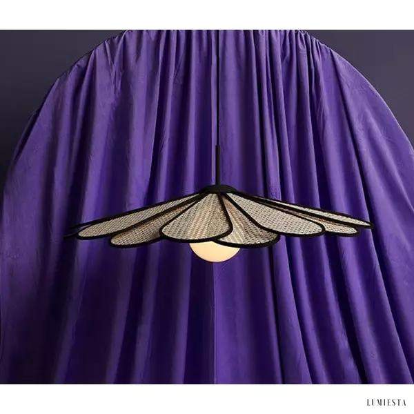 Japońska rattanowa lampa wisząca w kształcie liścia