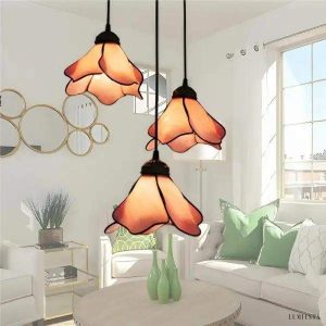 Lampa wisząca szklana w kształcie kwiatu vintage