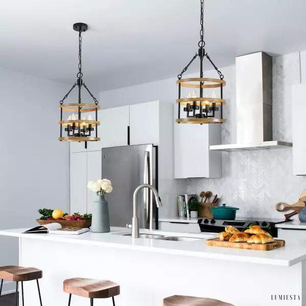 Ross - Lampa wisząca metalowa koło wozu w stylu wiejskim