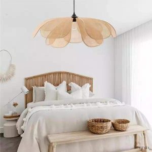 Petal - Rattanowy żyrandol rustykalny w kształcie płatków