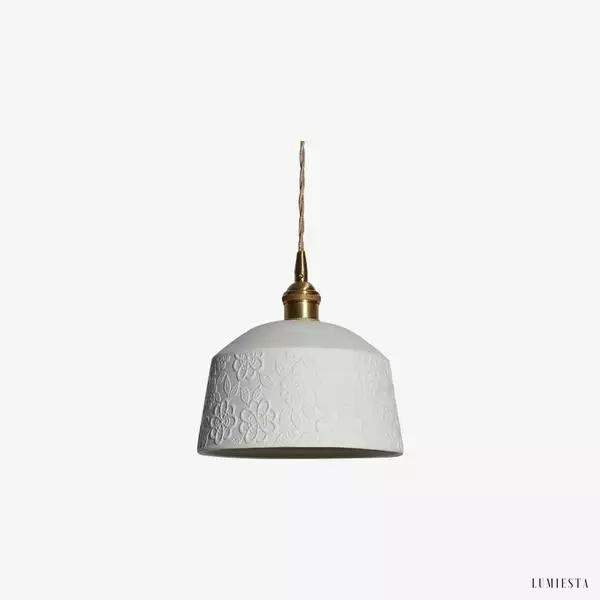 Ceramiczna lampa wisząca z kwiatowym wzorem do wnętrz