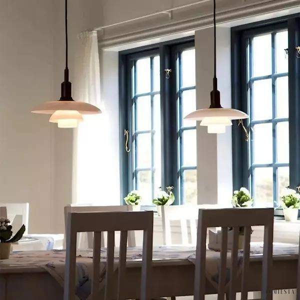 Poria - Duńska metalowa lampa wisząca wielowarstwowa dyskowa, 1-punktowa, Ø28cm