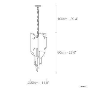 Lampa wisząca Stream z metalowych łańcuchów niklowana 60cm