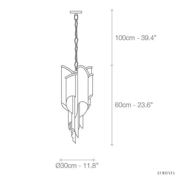 Lampa wisząca Stream z metalowych łańcuchów niklowana 60cm