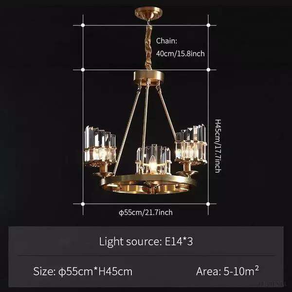 Lampa sufitowa żyrandol mosiężny z kryształami K9