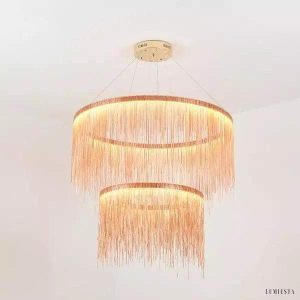 Nowoczesny żyrandol z łańcuchami aluminiowymi do salonu