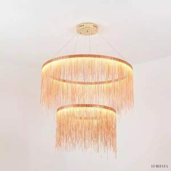 Nowoczesny żyrandol z łańcuchami aluminiowymi do salonu