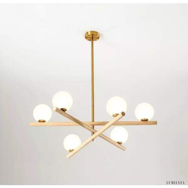 Lampa wisząca minimalistyczna z szklanymi kulami 6-bulbowa