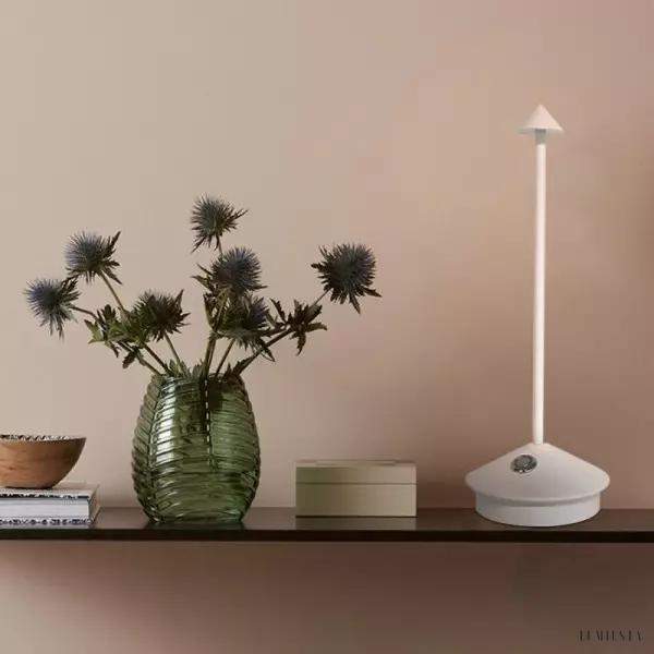 Nowoczesna lampa stołowa LED z akumulatorem w kształcie stożka
