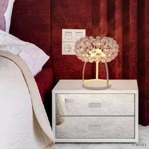 Lampa stołowa Caboche w stylu glamour z przezroczystym kloszem