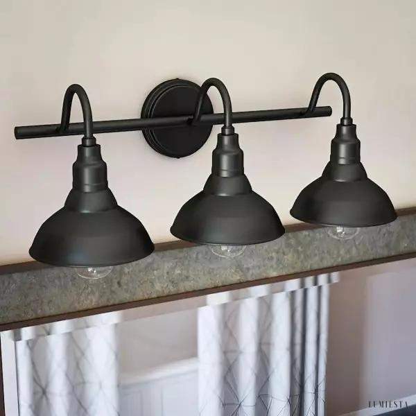 Lampy ścienne trzy punkty czarna metalowa lampa przemysłowa