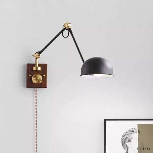 Lampa ścienna w stylu japońskim z regulowanym ramieniem