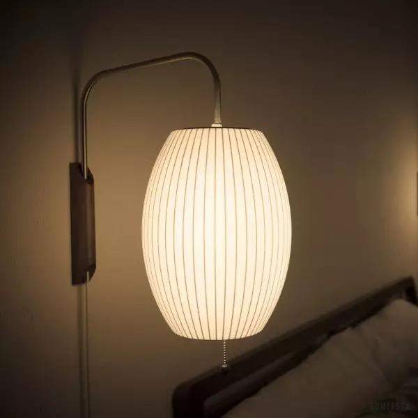 Lampa ścienna Nelson z okrągłym kloszem z jedwabiu