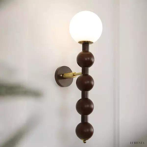 Lampa ścienna w kształcie gourd z drewna styl rustykalny