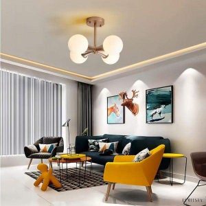 Lampa sufitowa metalowa w stylu Mid Century z globami