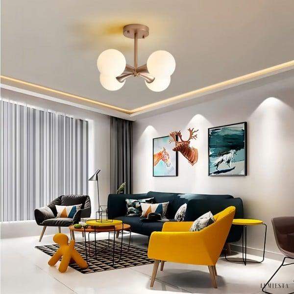 Lampa sufitowa metalowa w stylu Mid Century z globami