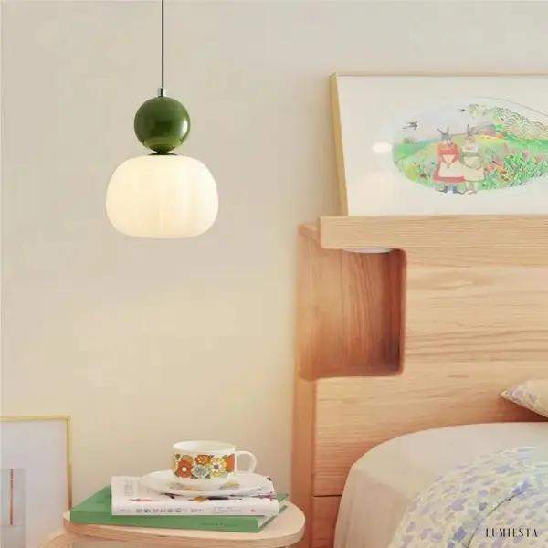 Lampa wisząca Art Deco w kremowym stylu Bauhaus, wielokolorowa, 1-punktowa, Ø16cm