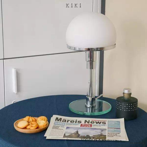 Lampa stołowa Bauhaus Wagenfeld z szklanym kloszem