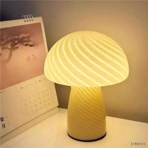 Nowoczesna lampa stołowa w kształcie grzyba z kolorowym kloszem