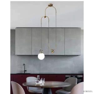 Nowoczesna lampa wisząca w kształcie koła mosiężna i szklana