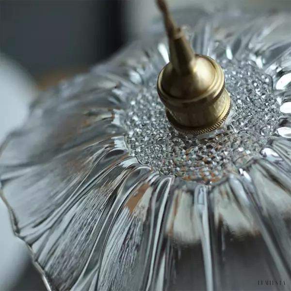 Szklana lampa wisząca retro Lotus z przezroczystym kloszem